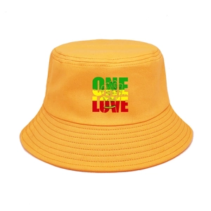Bob jaune One Love avec imprimé reggae pour protection solaire en plein air