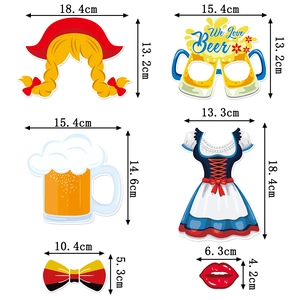 6-pack Oktoberfest photo booth props including funny glasses and traditional hat cutouts