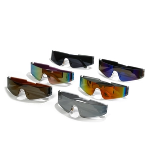 Unisex rimless wrap-around sports sunglasses available in six vibrant fashion colors