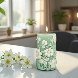 3D Flower Column Silicone Candle Mold Embossed Cylindrical DIY Handmade Aromatherapy Soap Crafting Tool
