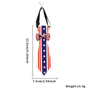 Detailed dimensions of USA flag necktie featuring red white and blue stripe pattern