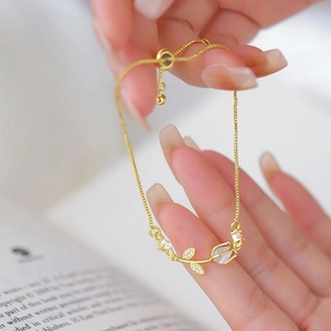 Tulip Flower Bracelet Copper Jewelry With Cat Eye Stone Zircon Adjustable Bolo Clasp Elegant Floral Accessory For Women