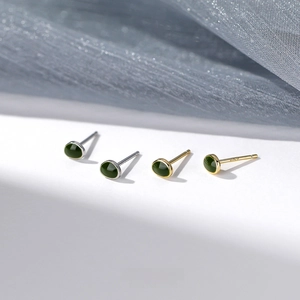 Orecchini a Bottone Avocado in Argento Sterling S999 Strass Verde Scuro Stile Foresta Retro Orecchini a Frutta da Donna Gioielli
