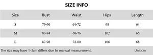 Size information table for the floral backless halter dress with specific body measurements