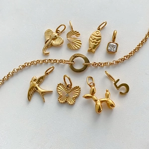 DIY 14K gold plated stainless steel necklace with various animal and letter charms
