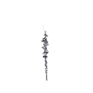 Silver lava texture metal drop earrings with irregular molten design on white background