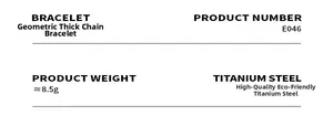 Detailed specs for the geometric thick chain bracelet made of high-quality titanium steel