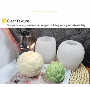Detalle del molde de silicona con textura de hoja de loto para velas florales hechas a mano