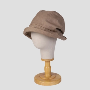 Breathable Japanese style linen slouchy bucket hat for women in brown color