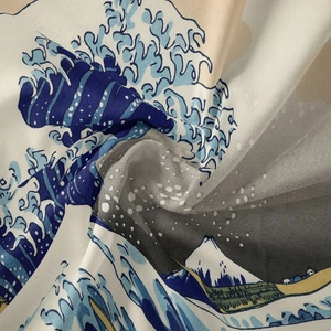 Dettaglio della trama del tessuto dell'arazzo onda e qualità di stampa ukiyo-e giapponese