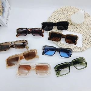 Retro Quadratische Sonnenbrille Damen Dicker Kunststoffrahmen UV400 Schutz Outdoor Mode Ins Stil Rechteckige Brille