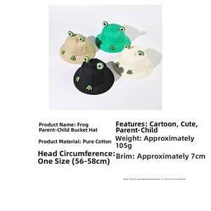 Détails du bob grenouille en coton indiquant la taille 56-58cm et le bord de 7cm