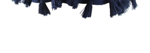 Close-up of the soft blue fringe tassels and satin lining detail on a men's slouchy beanie