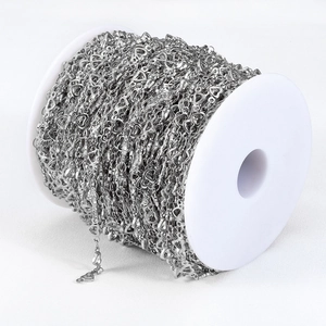 Silver stainless steel heart chain roll for DIY jewelry making and necklace crafts