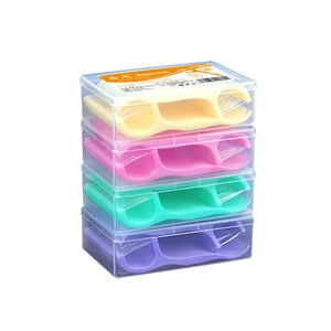 Four-color double-sided children toothbrushes set with independent storage boxes