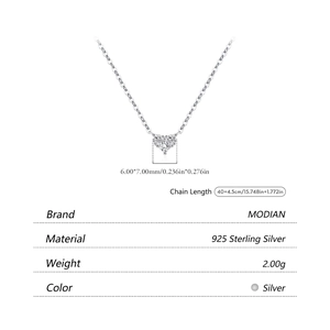 S925 sterling silver heart necklace with zircon pendant and adjustable chain length