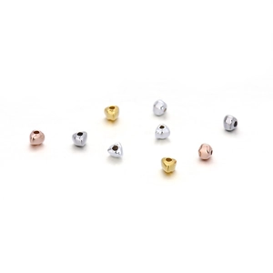 Irregular silver, gold, and rose gold heart-shaped S925 sterling silver beads for jewelry