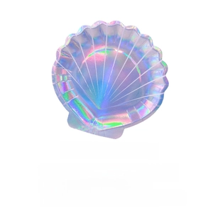 7-inch iridescent shell-shaped paper plates made of 350g white cardboard for parties