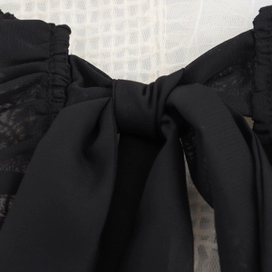 Veste courte noire de style français pour femme avec nœud et bretelles plissées