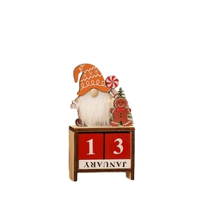 Wooden Christmas gnome countdown calendar with DIY dates and gingerbread man design