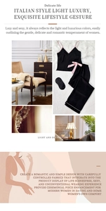 Pyjama noir en soie glacée style italien avec liseré liseré rose et masque de sommeil