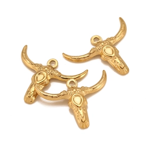 Bull Head Cow Skull Charms 304 Stainless Steel Tribal Ethnic Style Pendants For DIY Jewelry Making Findings Vacuum Plated