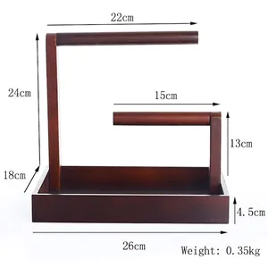 Solid wood double-tier jewelry stand with walnut finish for bracelets and watches