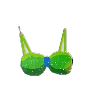 Sparkly green bikini acrylic earrings with glitter finish for summer festival vibes