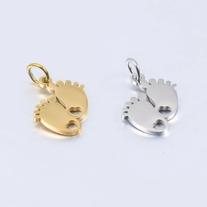304 Stainless Steel Baby Feet Footprint Pendant Only Mirror Polished Heart Cutout Charm For DIY Jewelry Making Memorial Gift