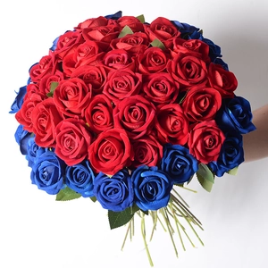 Artificial Rose Flower Long Stem Satin Cloth Velvet Realistic Fake Roses For Home Wedding Party Decor Floral Arrangement