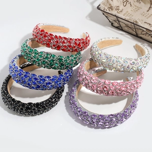 Luxury baroque padded headbands with colorful crystals in multiple vibrant colors