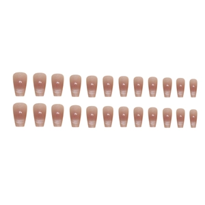 Set di 24 unghie finte effetto occhio di gatto con sfumatura rosa e glitter stile ballet