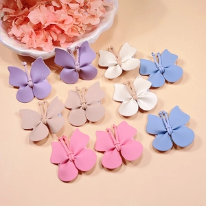 Schattige PU-lederen vlinder haarspeldjes in macaronkleuren voor meisjes in set