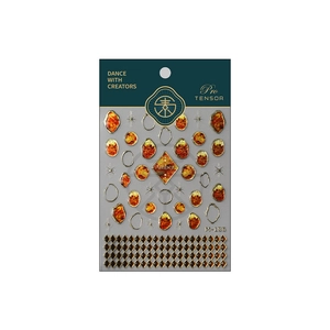 Maillard amber style bronzing nail stickers set with golden metal frames model M-186