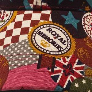 Detailed macro view of vintage British Union Jack canvas print with Royal Memories text