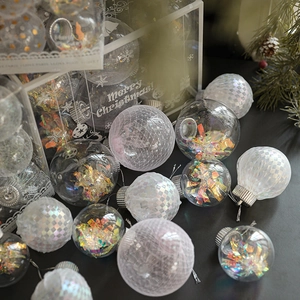 Creative Christmas tree ornament balls with colorful fillings and festive mesh textures