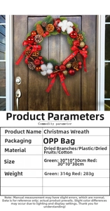 Detailed Christmas wreath featuring pine cones, cotton bolls and gold balls on wooden door