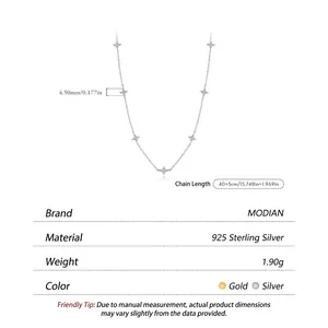 Elegant S925 sterling silver necklace featuring five sparkling star pendants on a fine chain