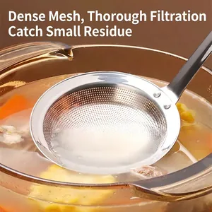 304 stainless steel fine mesh oil skimmer with reinforced handle for kitchen frying
