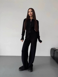 Women Knit Cotton Cardigan And Wide Leg Pants Casual Long Sleeve Button Up Loungewear Chic Solid Color Autumn Winter Outfits