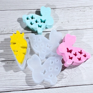Détails de moules en silicone colorés lapin et carotte pour projets de résine DIY