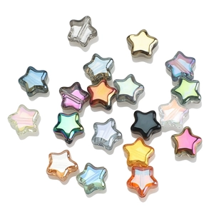Colorful 8mm star shaped glass beads with metallic luster for DIY jewelry making