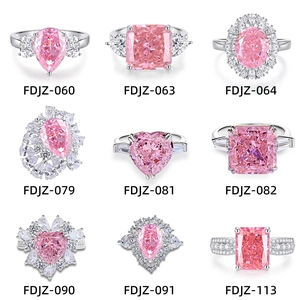 Luxury 925 Sterling Silver Pink Zirconia Heart Square Rings For Women Elegant Fashion Wedding Party Engagement Jewelry
