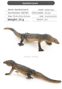 Realistic spotted lizard model ZQ1544 toy showing profile and back view details