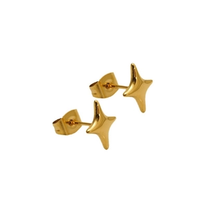 Minimalist 18k gold plated stainless steel star stud earrings on a clean white background