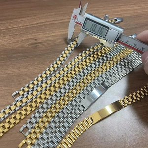Classic two-tone stainless steel watch band with 10mm width measurement detail