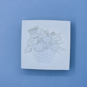 Square silicone mold featuring a floral basket design for DIY candles and soap making