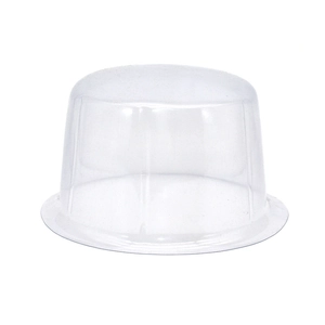 Detailed view of clear PVC dome insert protector for round top wool fedora hats