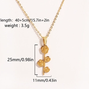 Romantic gold rose flower pendant necklace in stainless steel with 45cm link chain