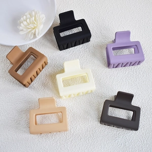 Collection of matte square claw clips in six Morandi colors for versatile hairstyling